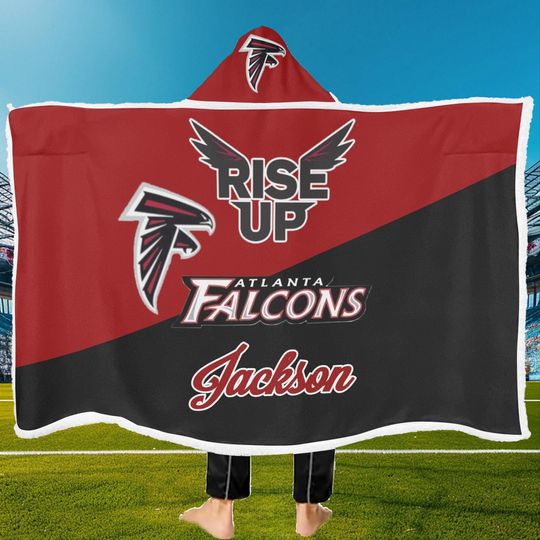 Custom Hooded Blanket-Atlanta Falcons Football Personalized Wearable Fleece Blankets Gift Family Friend