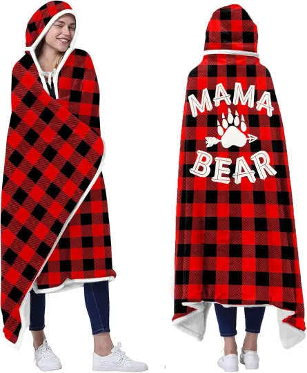 Mama Bear Wearable Blanket Hoodie for Women and Moms