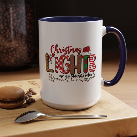 Discover Christmas Lights Are My Favorite Color Mug | Festive Coffee Cup | Cute Christmas Mug with Colorful Lights | Christmas Gift for Her Him S-679