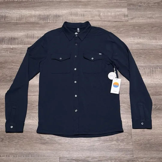 Discover NEW Vuori Men's Size Medium Ink Blue Boulevard Shirt Jacket Stretch M