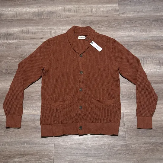 Discover NEW Taylor Stitch Men's Size 42 Rust Shawl Collar Cardigan Crawford Sweater