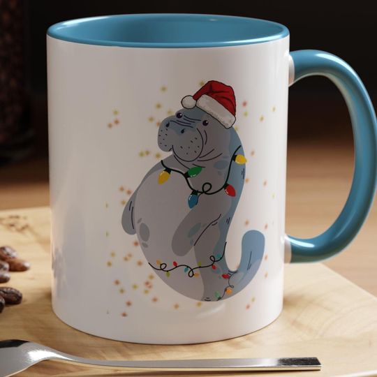 Discover Funny Santa Manatee Merry Christmas Coffee Cup, Holiday mug, Women's Christmas Gift