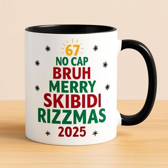 Gen Z Teen Slang Christmas Mug, Skibidi Ohio Rizz Sigma Toilet Mug, Gift For Teen, Funny Teen Gift, Grandkid Gift, Gen Alpha Humor