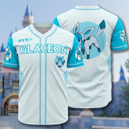 Discover Glaceon Baseball Jersey, Cool PKM Shirt for Men Women, Japanese Anime Top, Gamer Gift, Glaceon Type Graphic Jersey