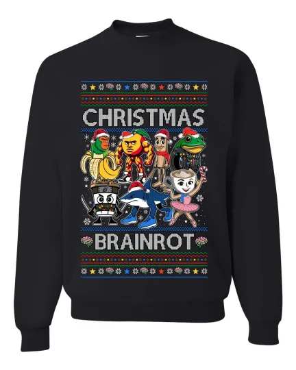 Discover Christmas Brainrot Ugly Christmas Sweater Unisex Crewneck Sweatshirt