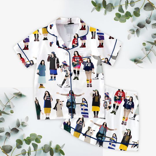 Billie Eilish Pajamas Set for Women with Pocket, Sleepwear & Loungewear, Christmas Gift