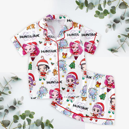 Huntrix Kpop Demon Hunters Christmas Pajamas for Kids, Rumi Mira Zoey Sleepwear Set with Pocket