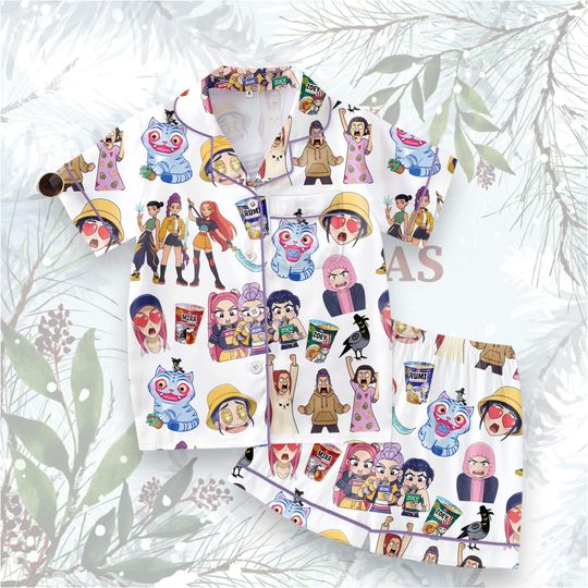 Kpop Demon Hunters Pajama Set with Pocket for Kids and Women