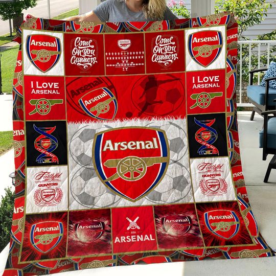 Discover Arsenal Fleece Quilt Blanket - Football Home Decor Gift for Christmas