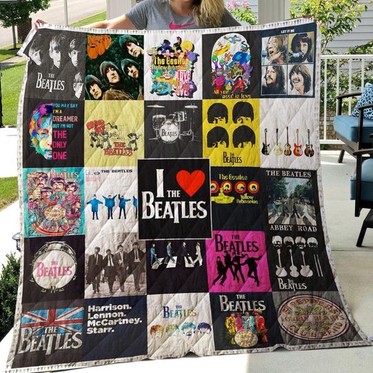 The Beatles Fleece Blanket, Lover Band Bedding, Christmas Home Decor Quilt