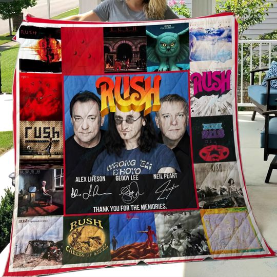 Vintage Rush Band Quilt Blanket for Home Decor, Christmas Bedding, and Gift