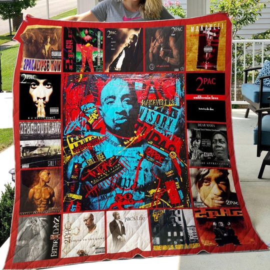 Discover Tupac Shakur Quilt Blanket, Lover 2Pac Quilt Blanket, Rapper Bedding Blanket, Christmas Bedding Blanket, Home Decor Gift, Gift Christmas.