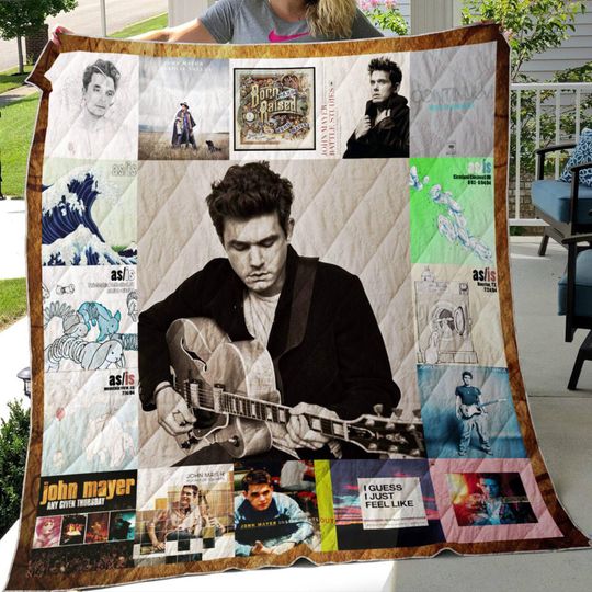 Discover John Mayer Quilt Blanket, Lover John Mayer Quilt Blanket, Music Bedding Blanket, Christmas Bedding Blanket, Home Decor Gift.