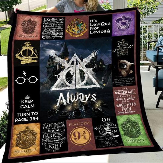 Discover Harry Potter Quilt Blanket, Lover Harry Potter Quilt Blanket, Hogwarts House Bedding Blanket, Christmas Bedding Blanket, Home Decor Gift.