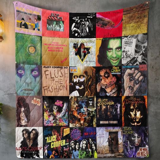 Discover Alice Cooper Fleece Quilt Blanket, Music Band Bedding, Christmas Home Decor Gift