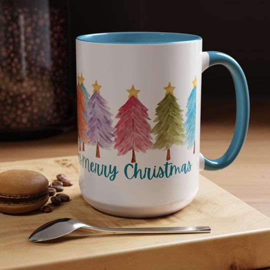Discover Merry Christmas Accent Coffee Mug , Fun Christmas Mug, Bright Christmas Mug, Colorful Christmas Mug, Winter Mug, Christmas Gift