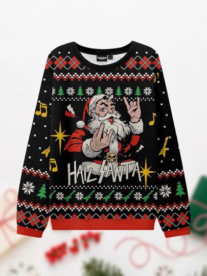 Discover Music Note Ugly Sweater, Black Christmas Sweater, Santa Claus Sweater, Xmas Ugly Sweater, Gift For Music Lover