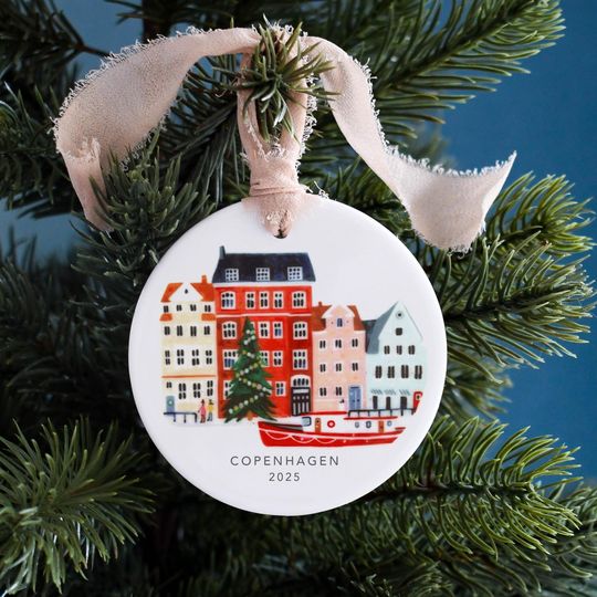 Discover Personalized Copenhagen Christmas Ornament, Ceramic Tree Decorations, Travel Gift, Copenhagen Christmas, Copenhagen Gift, Gift for her