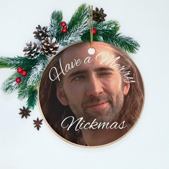 Discover Nicolas Cage Have a Merry Nickmas Christmas Ceramic Ornaments 1 or 5 pieces