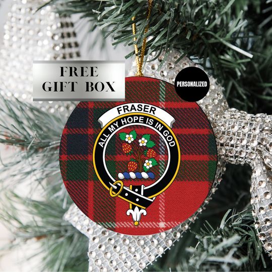 Discover Scottish Clan Tartan Christmas Ornament: Custom Ceramic, British Tree Decor