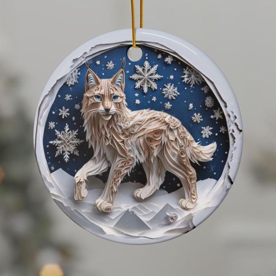Discover Lynx Christmas Ornament | 2D Flat Printed NOT 3D | Christmas Tree Decoration Ceramic