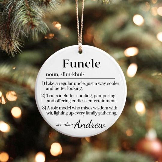 Discover Personalized Funcle Ceramic Ornament, Customized Holiday Keepsake, Gifts for Brother, Gifts for Uncle, Stocking Stuffer Men, Christmas Gift
