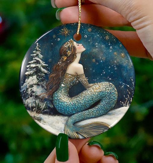 Discover Mermaid Ceramic Ornament, Fantasy Christmas, Mermaidcore Decor, Fantasy Ornament, Magical Enchanted Christmas, Siren Ornament, Gift for Her