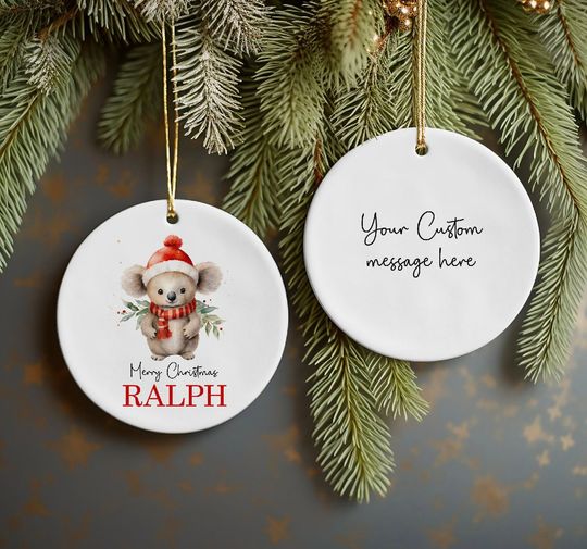Discover Aussie Animals Koala ceramic Christmas ornament, Personalised ornament, Christmas ornament, Christmas tree decoration, Christmas gift