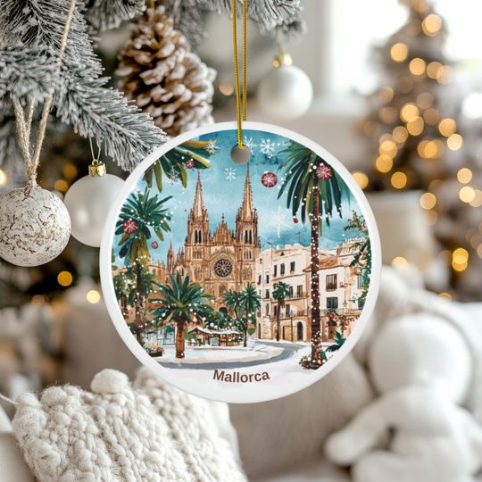 Discover Travel Gift Mallorca Ceramic Ornament  Unique Holiday Stocking Stuffer, First Christmas Tree Decoration, Travel Souvenir for Mum