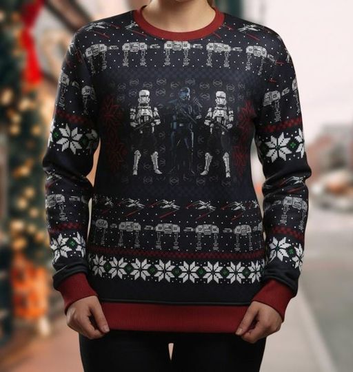 Star Wars Ugly Christmas Sweater, Galactic Empire Xmas Sweater, Stormtrooper Ugly Sweater, Dark Side Sweater, Christmas Gift