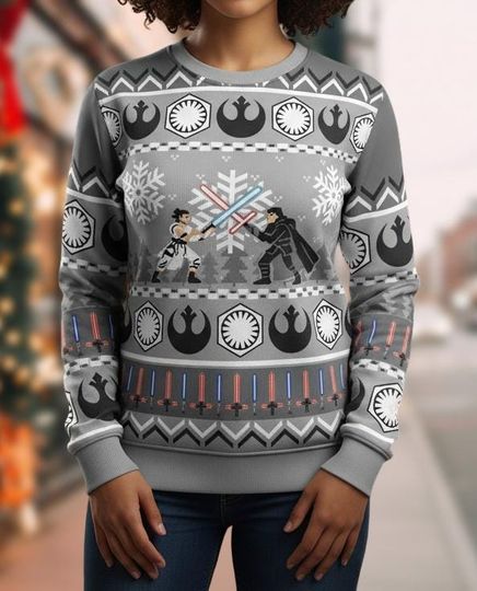 Discover Star Wars Ugly Christmas Sweater, Galactic Battle Xmas Sweater, Sci-Fi Ugly Sweater, Nerdy Sweater, Christmas Gift
