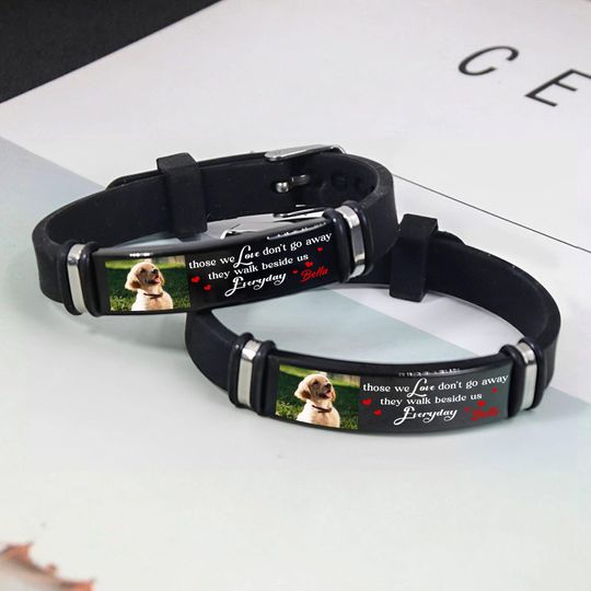 Personalized Photo Dog Memorial Bracelet - Custom Pet Remembrance Jewelry