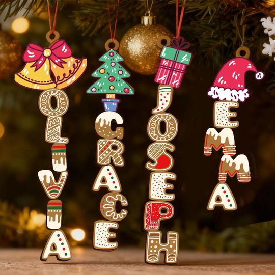 Personalized Gingerbread Alphabet Ornament  Custom Name Christmas Tag  Kids Holiday Keepsake  Family Xmas Gift 2025