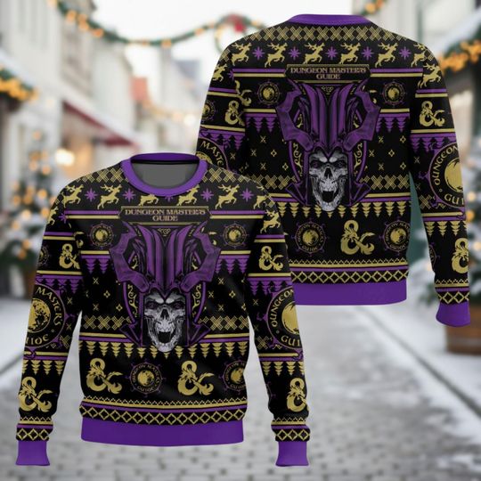 Dungeon Master's Guide Ugly Christmas Sweater, DnD Xmas Sweater, RPG Ugly Sweater, Fantasy Sweater, Christmas Gift