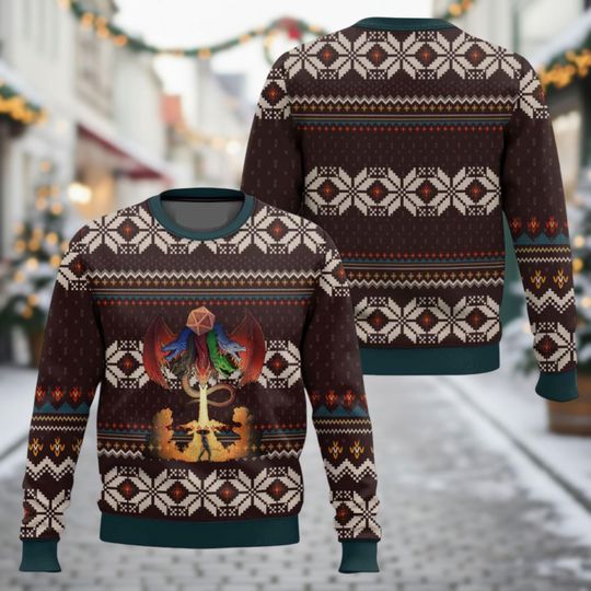 Discover Geometric Pattern Ugly Christmas Sweater, Classic Ugly Xmas Sweater, Nordic Style Ugly Sweater, Cozy Sweater, Christmas Gift