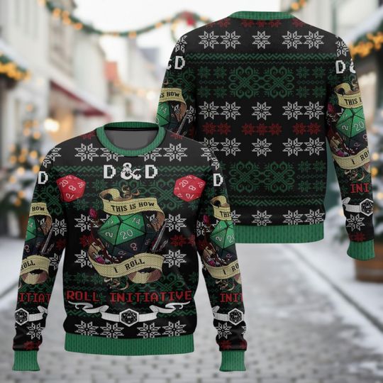 Discover D20 Ugly Christmas Sweater, RPG Dice Xmas Sweater, Tabletop Gamer Ugly Sweater, Geek Sweater, Christmas Gift