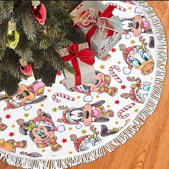 Disney Characters Christmas Fringe Tree Skirt, Disney Tree Skirt, Minnie Mouse, Daisy Duck, Goofy, Pluto, Disney Christmas, Disney Holiday