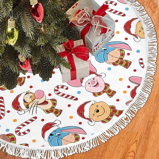 Disney Winnie the Pooh Christmas Fringe Tree Skirt, Disney Tree Skirt, Tigger, Eeyore, Piglet, Roo, Disney Christmas, Disney Holiday Decor