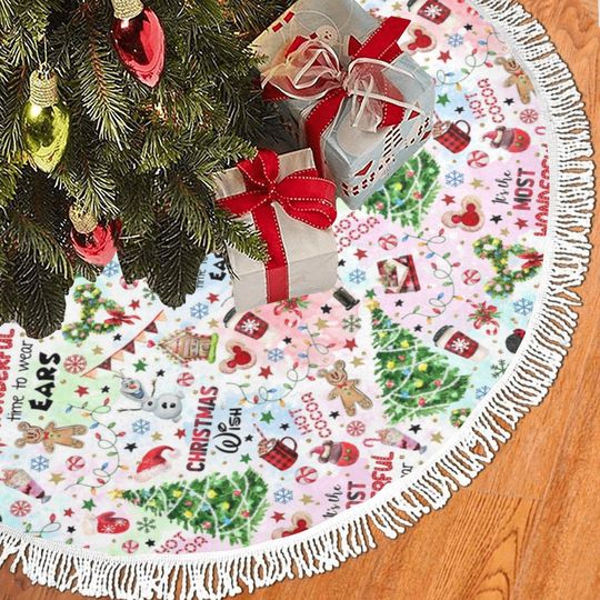 Disney Christmas Wish Fringe Tree Skirt, Disney Tree Skirt, Mickey Gingerbread, Disney Christmas Decor, Disney Holiday Decorations, Olaf