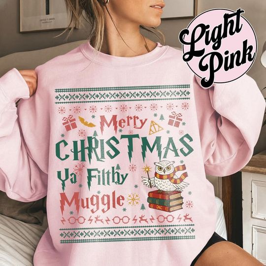 Discover Wizard Fans Christmas Sweatshirt, Filthy Muggle Ugly Holiday Graphic, All I Want For Christmas Sweater