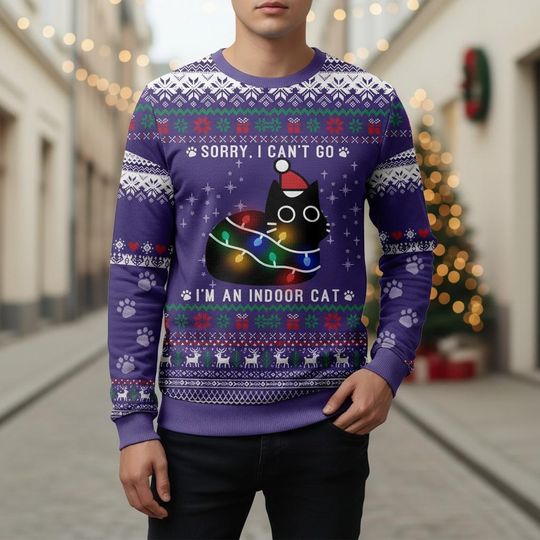Reindeer Ugly Christmas Sweater, Merry Christmas Xmas Sweater, Dog Paw Ugly Sweater, Blue Holiday Sweater, Christmas Gift