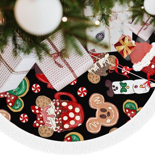 Disney Holiday Snacks Tree Skirt – Mickey Mouse & Minnie Mouse Christmas Decor
