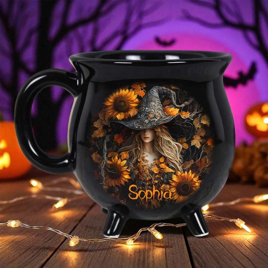 Discover Personalized Witch Cauldron Coffee Mug, Custom Halloween Witchy Gifts For Besties, Gothic Witchy Coffee Mug, Spooky Gift for Witch Lovers
