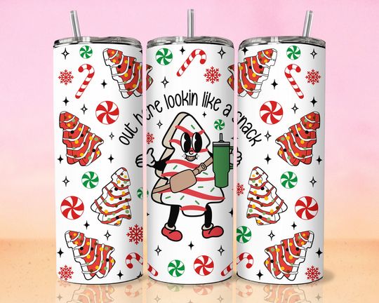 Discover Christmas Tree Cakes 20 oz Skinny Tumbler Sublimation Design, Merry Christmas 20oz Tumbler  , Christmas Straight and Taper Tumbler Wrap