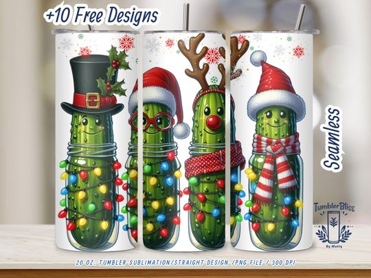 Discover Funny Christmas Pickle Tumbler Wrap  : Holiday Lights Design