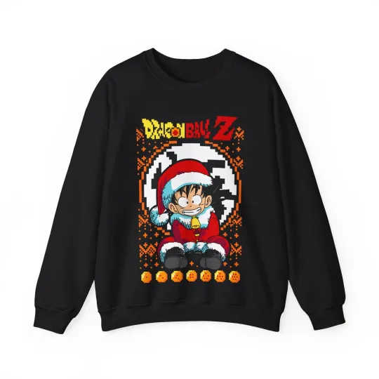Santa Goku pixel art Sweatshirt | Dragon Ball holiday sweater style