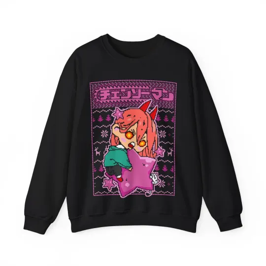 Discover Anime Power Christmas Crewneck Sweatshirt, Cozy Gift for Fans