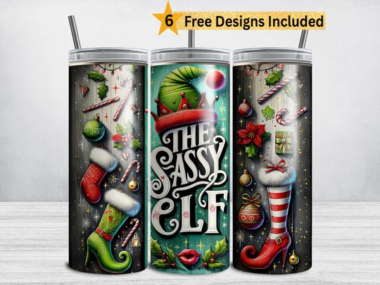 Discover Christmas Tumbler Sublimation, Sassy Elf Tumbler Wrap 20 oz Skinny Tumbler Sublimation Design  , Mom Mama Women's Christmas