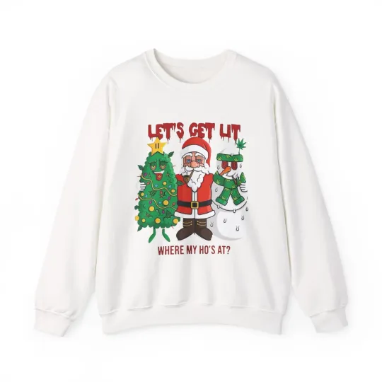 Lets Get Lit Santa Christmas Sweater Unisex Heavy Blend Crewneck Sweatshirt