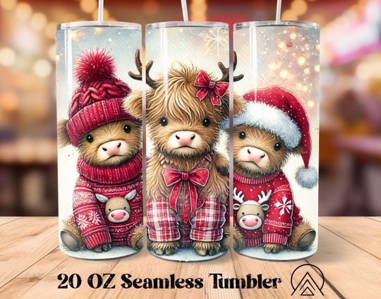 Discover Christmas Highland Cow Seamless tumbler wrap Funny Highland Cow tumbler sublimation Christmas tumbler design, Gifts for her